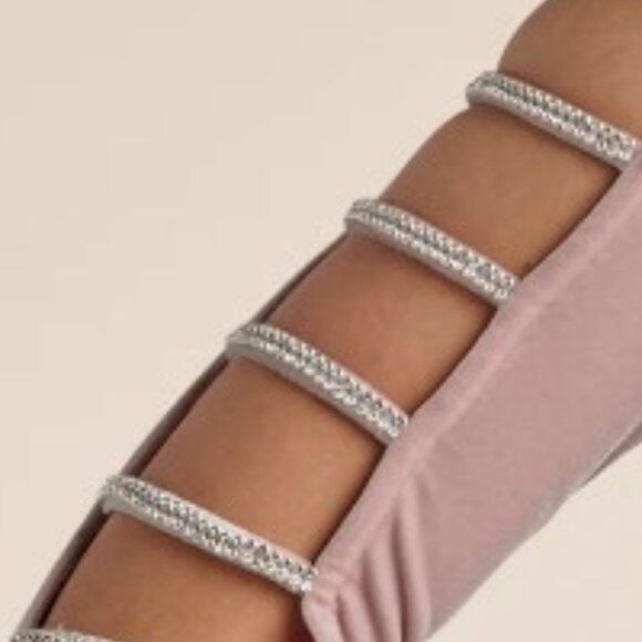 Rhinestone Strapply Sleeve Velvet Ruching Dress NWT - Picture 8 of 8